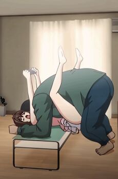 10s 1boy 1girl 2017 age_difference air_conditioner animated animated_gif anime_screenshot arms_up barefoot black_hair brown_hair closed_eyes clothed_sex controller couch cropped curtains feet game_console game_controller hetero highres holding indoors jitaku_keibiin katsuragi_yuki legs legs_apart legs_up living_room looping_animation lying mating_press missionary nightgown older_male_and_younger_female on_back on_table open_mouth pale_skin plant sex short_hair size_difference skirt soles spread_legs suzuki_mirano table television third-party_edit underwear wide_shot wooden_floor