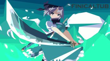 1girl absurdres dress finicaltub ghost highres katana konpaku_youmu konpaku_youmu_(ghost) minimalism non-web_source reference_work self-upload short_hair sword touhou weapon
