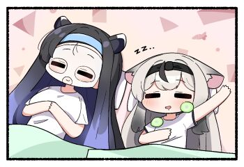 1girl alternate_costume blue_archive blush chibi closed_eyes kokona_(blue_archive) mask shirt shun_(blue_archive) simple_background solo t-shirt tagyeokgam white_background z