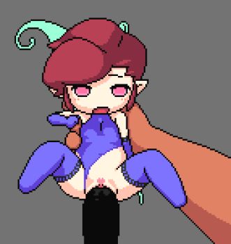 1boy 1girl :d akai_(ugokashitari) aliasing animated animated_gif ass blush censored chibi cum cum_in_pussy cum_inflation cumdrip drooling dutch_angle fairy fairy_wings feet_out_of_frame grery_background happy_sex heart heart-shaped_pupils inflation jitome loli lowres megami_tensei mini_person minigirl no_nose open_mouth penis pink_eyes pixie_(megami_tensei) pussy red_hair shin_megami_tensei simple_background size_difference smile symbol-shaped_pupils tearing_up tears thighhighs uncensored vaginal wings