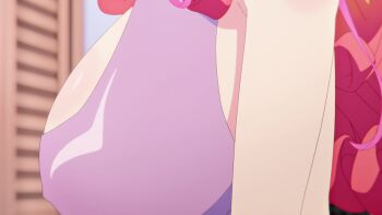 1boy 1girl agatsuma_makina akutsu_eita android animated anime_screenshot ass backless_leotard belt blue_eyes blue_jeans blush bouncing_breasts breasts brown_hair butt_crack collarbone covered_erect_nipples covered_navel curvy denim fang flat_cap front-tie_top glasses hand_on_own_hip hat highleg highleg_leotard highres huge_ass jeans kakushite!_makina-san!! large_breasts leotard long_hair orange_hair pants pink_hair purple_leotard purple_thighhighs red_hair robot_girl shirt sideboob skin_fang sound tagme thighhighs twintails video wide_hips