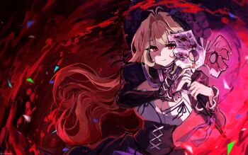 Rule 34 | 1girl, absurdres, antenna hair, bennett soap, blood, breasts, cleavage, closed mouth, commentary, corset, dress, dulcinea (project moon), floating hair, hair intakes, hemokinesis, highres, holding, holding mask, juliet sleeves, large breasts, limbus company, long sleeves, mask, parasol, project moon, puffy sleeves, purple corset, purple dress, smile, solo, symbol-only commentary, umbrella, white hair