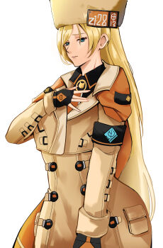 1girl absurdres blonde_hair chart drawing guilty_gear guilty_gear_strive highres long_hair military_uniform millia_rage shadowcero worried