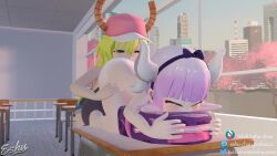 1futa 1girl 3d all_fours animated artist_name ass ass_shake backpack bag black_tank_top black_thighhighs blonde_hair blue_eyes blue_hair blunt_bangs bottomless breasts caught chair crotch_rub cunnilingus desk dragon_girl dragon_horns eshu-chan futa_with_female futanari gradient_hair green_eyes green_hair hairband hat heart heart-shaped_pupils heterochromia highres horns horns_through_headwear huge_breasts huge_penis indoors interior kanna_kamui kobayashi-san_chi_no_maidragon kyojiri_loli loli looking_at_viewer lucoa_(maidragon) masturbation multicolored_hair nude oral penis ponytail purple_hair pussy recording school_chair school_desk scrunchie sex sex_from_behind slit_pupils source_request symbol-shaped_pupils table_humping tail tank_top thighhighs unusual_pupils vaginal video viewfinder voyeur_pov voyeurism window yellow_eyes