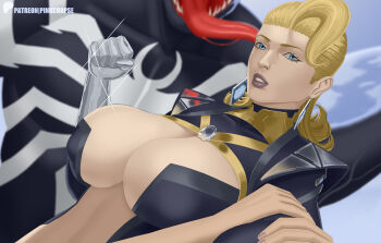 1girl absurdres breasts emma_frost highres large_breasts long_hair marvel marvel_rivals pink_corpse spider-man_(series) venom_(marvel) x-men