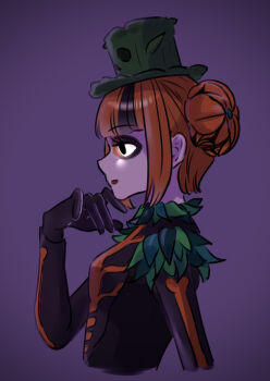 1girl absurdres aoiyuuna_811 black_eyes character_request disneyland double_bun dress gloves hair_bun hair_ornament halloween halloween_costume highres hime_cut long_hair orange_hair sidelocks smile solo