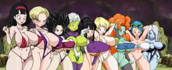 6+girls android_18 ass bikini black_hair blonde_hair blue_eyes blue_hair blue_skin breasts bulma caulifla cheelai chi-chi_(dragon_ball) cleft_of_venus colored_skin dragon_ball dragon_ball_gt dragon_ball_super dragon_ball_super_broly dragon_ball_xenoverse dragonball_z erasa_(dragon_ball) female_focus game_cg gloves green_skin hair_bun hairband huge_breasts jewelry large_breasts long_hair mature_female multiple_girls necklace nipples orange_hair pearl_necklace purple_eyes pussy red_hairband riffsandskulls saiyan short_hair slingshot_swimsuit smile source_request sunglasses sunglasses_on_head swimsuit towa_(dragon_ball) uncensored videl white_gloves white_hair zangya