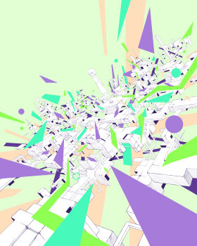 1girl circle dutch_angle green_background hebitsukai highres original sandals short_hair solo standing surreal triangle white_hair