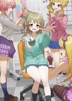 Rule 34 | 4girls, absurdres, fujimoto rina, gyaru, highres, idolmaster, idolmaster cinderella girls, jougasaki mika, looking at viewer, morikubo nono, multiple girls, ohtsuki yui, okubatomaeba, smile, tagme, tearing up, tears