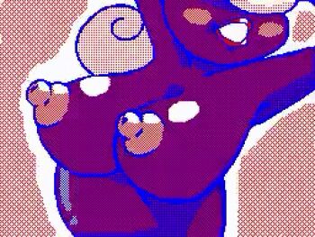 1girl animated animated_gif blush_stickers bouncing_breasts breasts colored_skin flipnote_studio_(medium) grin large_breasts mario_(series) nintendo nipples nunya paper_mario paper_mario:_the_thousand-year_door pixel_art purple_skin smile solo vivian_(paper_mario)