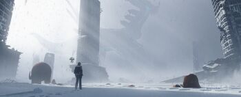 1boy abandoned absurdres asteroid_ill bag black_hair brown_fur bug building chest_jewel city closed_mouth day dialga dragon fangs from_below full_body gen_2_pokemon gen_4_pokemon gen_8_pokemon hat highres legendary_pokemon light_particles light_rays long_sleeves looking_at_another mamoswine minimap multiple_others nintendo orbeetle original outdoors pants piloswine pokemon pokemon_(creature) pokemon_focus post-apocalypse red_eyes road ruins scenery shadow shoes silhouette size_difference skyscraper snow snowing standing street sunlight swinub tail tusks watermark