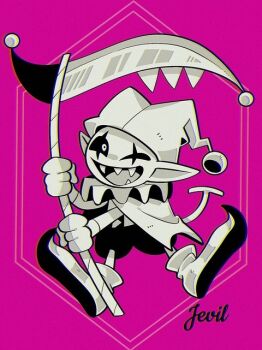 1boy ;d ankle_boots bad_id bad_pixiv_id boots capelet character_name chromatic_aberration colored_sclera deltarune devilsknife_(deltarune) fewer_digits film_grain gloves greyscale_with_colored_background hat hat_bell holding holding_scythe inactive_account jester jester_cap jevil jevilstail kansou_(kanso_1) long_sleeves looking_at_viewer male_focus one_eye_closed open_mouth pink_background pointy_ears puffy_shorts scythe sharp_teeth shirt shorts simple_background smile tail teeth tongue utdr_(toby_fox)