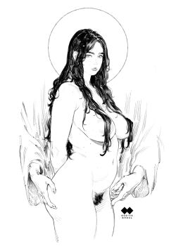 1girl arms_behind_back artist_logo artist_name ass blending breasts circle closed_mouth commentary completely_nude cropped_legs disembodied_arm english_commentary female_pubic_hair fingernails forehead freckles godiva_ghoul greyscale hair_censor hair_over_breasts hair_over_shoulder hands_on_another&#039;s_ass hatching_(texture) highres large_areolae large_breasts lips logo long_fingernails long_hair looking_at_viewer mature_female mole monochrome multiple_moles navel nipples nostrils nude original parted_hair plump pout pubic_hair sagging_breasts sharp_fingernails simple_background sketch solo standing stomach white_background