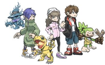 agumon belt claws digimon digimon_(creature) ghostmon highres koemon monkey original reptile simple_background white_background