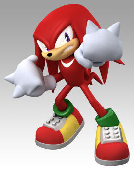 1boy 3d absurdres animal_nose body_fur clenched_hands clenched_teeth full_body furry furry_male gloves gradient_background grey_background hands_up highres knuckles_the_echidna long_hair looking_at_viewer male_focus mario_&amp;_sonic_(series) mario_&amp;_sonic_at_the_olympic_games_(2007) multicolored_shoes official_art purple_eyes red_fur red_hair shoes sidelocks sideways_mouth simple_background solo sonic_(series) spiked_gloves standing tail teeth third-party_source two-tone_fur white_fur white_gloves