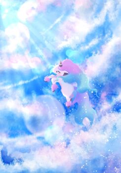 animal_focus galarian_form galarian_ponyta gen_8_pokemon highres horns horse natu_a0z0ra nintendo no_humans pokemon pokemon_(creature) pokemon_focus single_horn sky solo tail unicorn