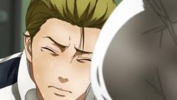 1boy 1girl animated anime_screenshot ass audible_speech barefoot breasts cleavage english_audio exercising glasses grey_hair huge_breasts miniskirt panties prison_school shiraki_meiko skirt sound sweat thighhighs underboob underwear video