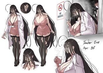 1boy 1girl absurdres breasts character_design character_sheet cleavage eve_(puzenketsu) highres huge_breasts long_hair nurse puzenketsu reference_sheet vaginal