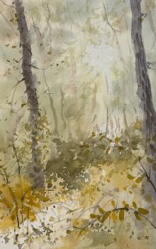 Rule 34 | commentary request, day, forest, nature, no humans, original, outdoors, painting (medium), real world location, scenery, tj (tenjiku200), traditional media, watercolor (medium)