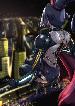 1girl absurdres back black_hair fate/grand_order fate_(series) highres humanoid_robot joints katou_danzou_(fate) littlesnow33 long_hair mechanical_arms mechanical_hands mechanical_legs ponytail robot robot_girl robot_joints solo