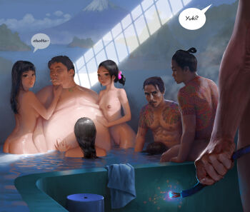 3boys 4girls age_difference ass bath_stool black_hair blush breasts breasts_apart censored cigarette day electricity english_text facial_hair fat fat_man flat_chest harem hetero indoors loli long_hair mixed-sex_bathing mount_fuji multiple_boys multiple_girls muscular muscular_male mustache netorare nipples nude oral partially_submerged penis peril perky_breasts pool pussy realistic sauna shared_bathing small_breasts smoking speech_bubble steven_stahlberg stool tagme tattoo towel uncensored wet wire yakuza