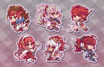 Rule 34 | 3boys, 3girls, armor, asterlisque, bow, bow (weapon), brown hair, commentary, english commentary, fire emblem, fire emblem fates, hair ribbon, hairband, hinoka (fire emblem), holding, holding bow (weapon), holding polearm, holding weapon, japanese armor, japanese clothes, multiple boys, multiple girls, naginata, nintendo, polearm, red bow, red ribbon, ribbon, rinkah (fire emblem), ryoma (fire emblem), sakura (fire emblem), subaki (fire emblem), takumi (fire emblem), weapon, white hair