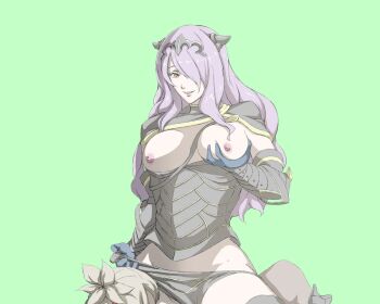 1boy 1girl between_breasts breasts breasts_out camilla_(fire_emblem) chignon cleft_of_venus clothed_sex clothing_aside cowgirl_position fire_emblem fire_emblem_fates fujisan79 functionally_nude girl_on_top grey_hair groping_breast hair_over_one_eye implied_sex large_breasts looking_at_another nintendo nipples one_eye_covered panties panties_aside purple_eyes purple_hair sex simple_background sketch straddling strap_between_breasts takumi_(fire_emblem) tiara underwear vaginal
