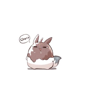 Rule 34 | <o> <o>, :3, ahoge, animal ears, chocolate, chocolate on body, cocomayo29 (tomato), commentary, english text, food on body, fox ears, fox tail, hololive, korean commentary, miteiru (shirakami fubuki), no humans, open mouth, pentagram, simple background, speech bubble, tail, virtual youtuber