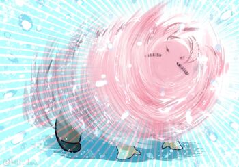 Rule 34 | 1girl, all fours, closed eyes, commentary request, hakui koyori, highres, hololive, mairu dou, simple background, virtual youtuber, water, wet dog shake, wolf girl