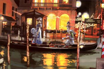 Rule 34 | 00s, 3girls, aika granzchesta, akira ferrari, alice carroll, alicia florence, amano kozue, aria (manga), aria pokoteng, beret, black cat, blouse, boat, cat, dress, gondola, hat, highres, hime granzchesta, mizunashi akari, multiple girls, outdoors, president maa, shirt, venice, watercraft, white shirt
