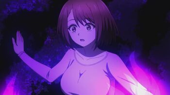 Rule 34 | 1girl, animated, anime screenshot, bouncing breasts, breasts, brown eyes, brown hair, cleavage, clenched hand, close-up, closed eyes, dominatrix, fingerless gloves, gloves, glowing, glowing eyes, henshin, highres, ingoku danchi, jewelry, jiggle, large breasts, leather, legs, looking at viewer, moaning, multiple views, navel, necklace, nipples, nude, open mouth, outstretched arm, pink eyes, serious, short hair, smile, solo, tagme, thighs, tongue, transformation, turnaround, video, watanabe (ingoku danchi)