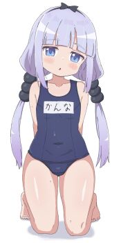 1girl bow hair_bow kanna_kamui kobayashi-san_chi_no_maidragon looking_at_viewer mes19 school_swimsuit swimsuit wet