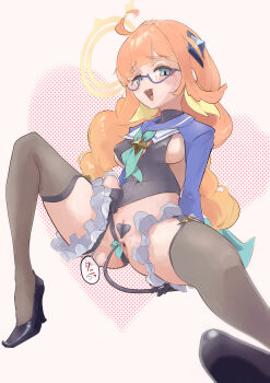 1girl ahoge black_leotard blue_archive braid breasts commentary_request gloves halo high_heels highres hyperwall1168 large_breasts leotard long_hair official_alternate_costume orange_hair sailor_collar shimiko_(blue_archive) shimiko_(magical)_(blue_archive) solo spread_legs thighhighs