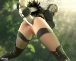 1girl 2b_(nier:automata) 3d anal anal_beads anal_destruction anal_object_insertion animated anus ass bent_over blender_(medium) blindfold boots bottomless breasts cleft_of_venus dress from_behind from_below gloves hairband hhighs large_insertion legs likkezg looping_animation masturbation nier:automata nier_(series) object_insertion open_mouth outdoors pussy sex_toy short_hair source_request standing struggling tentacle_sex tentacles text_focus thigh_boots thighs uncensored video white_hair