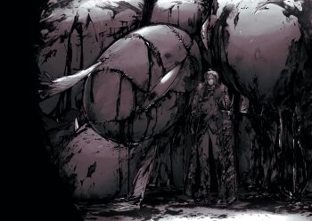 1other absurdres ahoge apocalypse_bird blood closed_mouth coat dying e.g.o_(project_moon) employee_(project_moon) full_body head_wings highres holding holding_sword holding_weapon lobotomy_corporation long_sleeves medium_hair monster nugget_(project_moon) pants project_moon shoes standing stitches sword twilight_(e.g.o) vest weapon wings yatsumeunagi