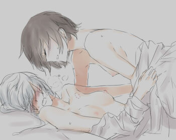 2girls bite_mark black_hair blush multiple_girls ruby_rose rwby weiss_schnee white_hair yumaki yuri