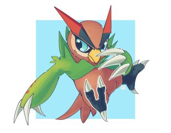 bird blue_background blue_eyes digimon digimon_(creature) falcomon falcon full_body highres no_humans notaventura simple_background white_background