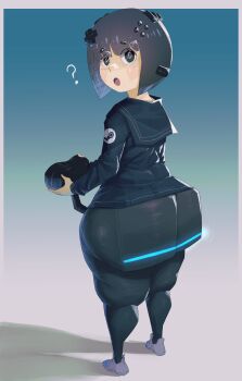 ass glasses huge_ass kyokeer school_uniform shortstack square_ass steam_machine-tan thick_thighs thighs wide_hips