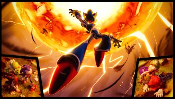 3d 4boys absurdres black_border border brothers bulging_eyes commentary crossover dirt english_commentary eye_pop furry furry_male glass green_headwear highres luigi mario mario_(series) mecha_sonic multiple_boys nintendo open_hand open_mouth overalls reckoman red_headwear robot second-party_source shadow_the_hedgehog shell siblings sonic_(series) sonic_the_hedgehog super_mario_bros._z surprised yoshi