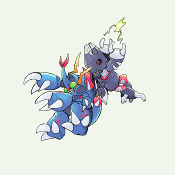 bug claws digimon electricity green_eyes horn kokabuterimon kokuwamon red_eyes