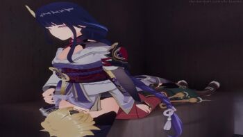 1boy 1girl animated assertive_female bdsm black_thighhighs blonde_hair face_in_ass femdom genshin_impact hand_on_another&#039;s_head hand_on_another&#039;s_shoulder head_between_thighs jacket japanese_clothes kimono long_hair mole mole_under_eye night purple_eyes purple_hair purple_kimono raiden_shogun red_jacket red_ribbon reverse_ryona ribbon sadism scissorhold sitting sitting_on_person smother sound sound_effects tagme thighhighs thighs thoma_(genshin_impact) unconscious unconscious_male video