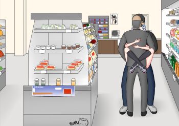 1girl 2boys artist_logo artist_name balding beret black_hair black_hat black_shirt black_socks blue_pants blurry cash_register cashier chinese_commentary clothed_male_nude_female commentary completely_nude convenience_store counter depth_of_field double_penetration english_commentary exhibitionism fat formal_clothes glasses grey_suit group_sex hat hat_ribbon high_heels hug id_card indoors kantai_collection kashima_(kancolle) kashima_(lawson)_(kancolle) kneehighs lawson leg_lock lifted_from_behind logo mixed-language_commentary mmf_threesome multilingual_commentary multiple_boys nail_polish nude old old_man open_fly original pants pink_nails ppshex public_indecency ribbon sex sex_from_behind shelf shirt shop sidelocks signature smile socks standing_leg_lock story_in_commentary suit threesome unzipped