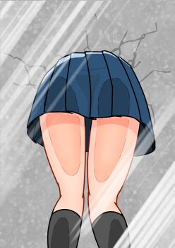 1girl absurdres against_glass ass commentary_request from_behind glory_wall head_out_of_frame highres legs lower_body original shiny_skin stuck through_wall upskirt