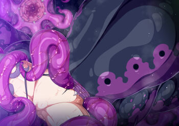1girl censored commentary_request fate/grand_order fate_(series) horosuke huyan_zhuo_(fate) imminent_rape mosaic_censoring panties panty_pull pussy spread_legs swallowing tattoo teeth tentacle_pit tentacles torn_clothes underwear