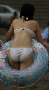 asian ass beach bikini candid hello_kitty highres photo_(medium) sanrio swimsuit