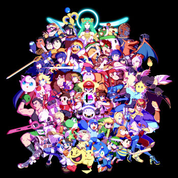 6+boys 6+girls absolutely_everyone absurdres alien animal_crossing bad_id bad_pixiv_id baseball_bat baseball_cap black_background black_hair blonde_hair blue_bodysuit blue_eyes blue_hair blue_pikmin bodysuit book boots bowser bowser_jr. boxing_gloves braid brown_hair cape captain_falcon charizard crown dark_pit diddy_kong dog_(duck_hunt) donkey_kong donkey_kong_(series) dr._mario dr._mario_(game) dual_persona duck_(duck_hunt) duck_hunt everyone f-zero facial_hair falco_lombardi family_computer_robot fire fire_emblem fire_emblem:_mystery_of_the_emblem fire_emblem:_radiant_dawn fire_emblem_awakening flame-tipped_tail fox_mccloud game_&amp;_watch ganondorf gen_1_pokemon gen_4_pokemon gen_6_pokemon gloves green_hair greninja grin hair_ornament hat headband helmet highres holding holding_sword holding_weapon horns ike_(fire_emblem) iwata_satoru jigglypuff kid_icarus kid_icarus_uprising king_dedede kirby kirby_(series) koopa_clown_car legendary_pokemon link little_mac long_hair looking_at_viewer lucario lucina_(fire_emblem) luigi luma_(mario) male_robin_(fire_emblem) mario mario_(series) marth_(fire_emblem) mask medicine mega_man_(character) mega_man_(classic) mega_man_(series) meta_knight metroid mewtwo mii_(nintendo) mii_brawler mii_gunner mii_swordfighter mole mole_under_mouth monado monkey mother_(series) mother_2 mr._game_&amp;_watch multiple_boys multiple_girls mustache ness_(mother_2) nintendo olimar pac-man pac-man_(game) pac-man_eyes palutena pikachu pikmin_(creature) pikmin_(series) pit_(kid_icarus) pointy_ears pokemon pokemon_(creature) ponytail power_suit_(metroid) princess princess_peach princess_zelda punch-out!! red_pikmin reggie_fils-aime rosalina saiba_(henrietta) samus_aran sheik short_hair shulk_(xenoblade) skin_tight smash_ball smile sonic_(series) sonic_the_hedgehog spacesuit star_fox super_mario_galaxy super_smash_bros. sword tail tank_top the_legend_of_zelda the_legend_of_zelda:_the_wind_waker the_legend_of_zelda:_twilight_princess tiara toad_(mario) toon_link varia_suit villager_(animal_crossing) wario warioware warp_star weapon wii_fit wii_fit_trainer wii_fit_trainer_(female) xenoblade_chronicles_(series) xenoblade_chronicles_1 yellow_pikmin yoshi zero_suit