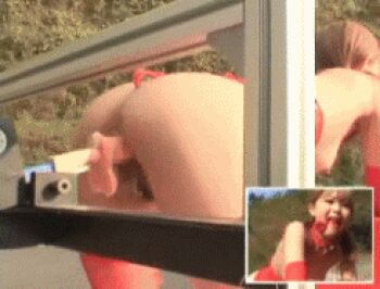 1girl all_fours animated animated_gif asian ass ball_gag bdsm bondage bound car censored dildo female_ejaculation from_behind gag gagged ishikawa_suzuka jav lowres motor_vehicle nude object_insertion outdoors photo_(medium) public_indecency pussy pussy_juice restrained sdms-993 sex_machine sex_toy sod_create split_screen thighhighs vaginal vaginal_object_insertion