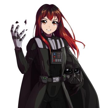 absurdres cosplay darth_vader darth_vader_(cosplay) epic_fail_project erica_naito highres mechanical_arms mechabare original red_hair self-upload single_mechanical_arm solo star_wars transparent_background