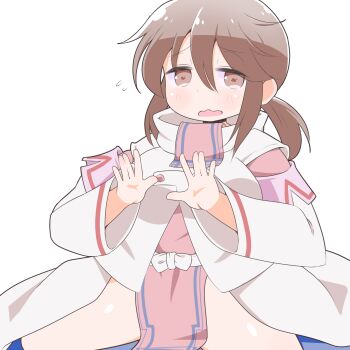 Rule 34 | 1girl, breasts, brown eyes, brown hair, cello (20000), female focus, highres, hisako (log horizon), log horizon, looking at viewer, open mouth, solo, thighs, webp-to-png conversion