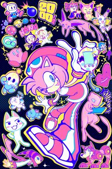 2000 :d absurdres amy_rose angel_chao artist_name black_background blue_eyes bomb bomberman cat chao_(sonic) character_hat character_request cheese_(sonic) commentary copyright_request crossover digimon digimon_(creature) doko_demo_issyo espeon explosive furry furry_female gen_1_pokemon gen_2_pokemon gen_3_pokemon handheld_game_console happy heart hedgehog_girl hero_chao highres holding holding_handheld_game_console inoue_toro kasane_teto kasane_teto_(utau) kaylla kirby kirby_(series) legendary_pokemon looking_at_viewer mega_man_(classic) mega_man_(series) mew_(pokemon) multiple_crossover mythical_pokemon nights_(character) nights_into_dreams nintendo nintendo_ds non-humanoid_robot one_eye_closed open_mouth pink_fur pokemon pokemon_(creature) puyo_(puyopuyo) puyopuyo robot robot_animal robot_dog rush_(mega_man) sega skitty smile solo_focus sonic_(series) sonic_the_hedgehog sparkle stylus tailmon tamagotchi tamagotchi_(virtual_pet) tongue tongue_out utau virtual_pet_(toy) white_bomberman